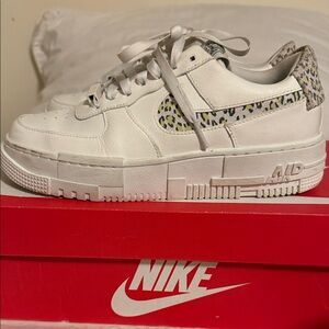 Nike White Sneakers with Animal Print